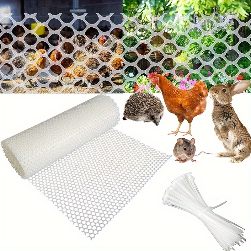 

easy-install" Versatile Plastic Chicken Wire Fence Mesh 19.68" X 118.11" - Perfect For Poultry, Gardening, Animal Barrier & Crafts, Includes Ties