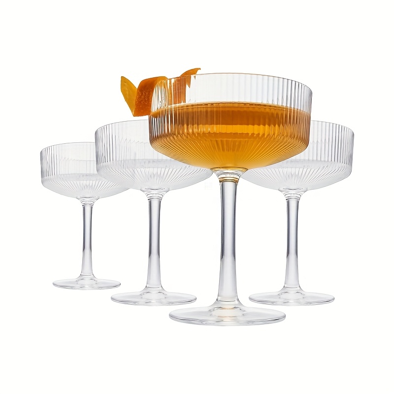 4pcs Set Of 10oz/284ml Romantic Retro High Footed Glassware, Reusable Glass Cup Set, Mixed Drink Cup, Suitable For Restaurants, Parties, And Elegant Dinners - Perfect As A Birthday Gift For .