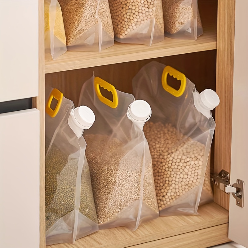 Juego de 5 bolsas reutilizables para almacenar alimentos, selladas, de gran capacidad, resistentes a la humedad e insectos, organizador de cocina para granos y alimentos esenciales