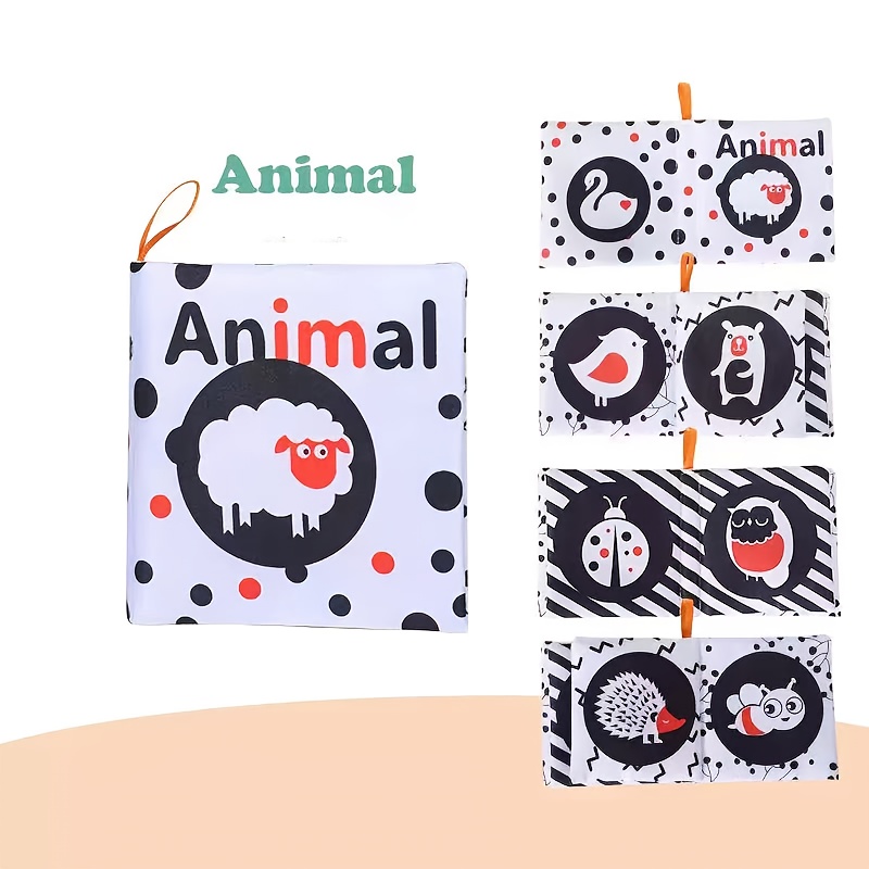 Image of Shape Cloth Book Tear-resistant Cloth Book Early Education Puzzle Black And White Card Tactile Book Cognitive Quiet Book