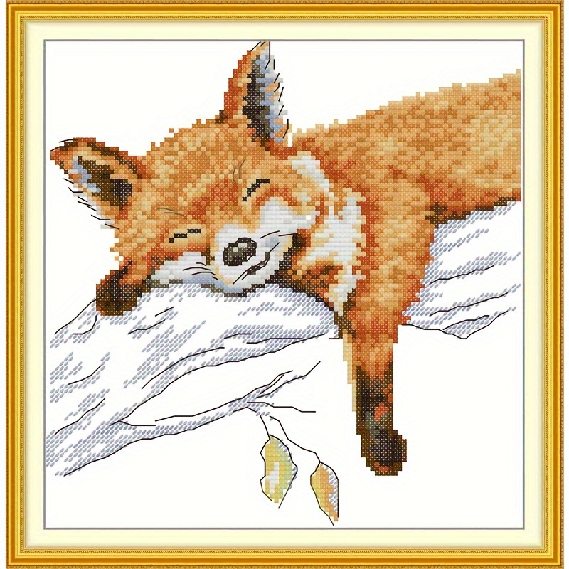 

Beginner's Diy Cross Stitch Kit - Animal Theme, Mixed Colors, Fabric Included, Frameless Embroidery Art For Living Room & Bedroom Decor