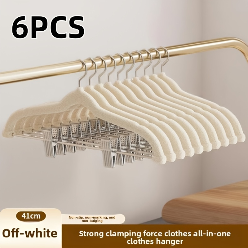 TEMU Premium Velvet Hangers With Clips For Pants And Skirts, Adjustable Non Slip Clips, Ultra Slim Closet Hangers, 360 Degree Rotating Hook, Space
