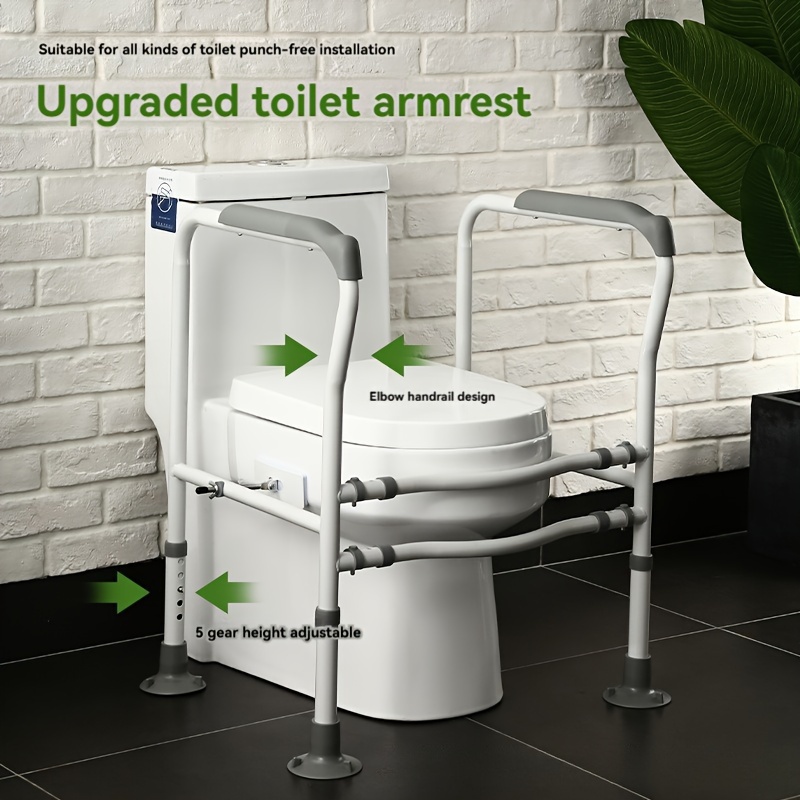 

- Adjustable Detachable Toilet Safety Frame With Handles Heavy-duty Toilet Safety Rails Stand Alone - Toilet Safety Rails For Elderly, Handicapped - Fits Most Toilets