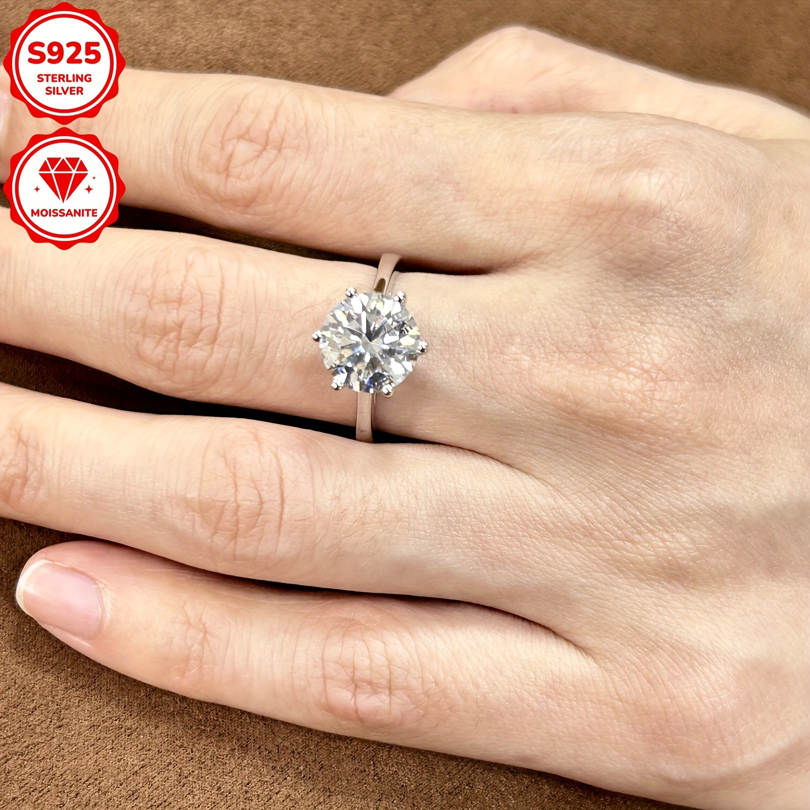 925 Silver Moissanite Engagement Ring 4ct Wedding Bride Anniversary Gift