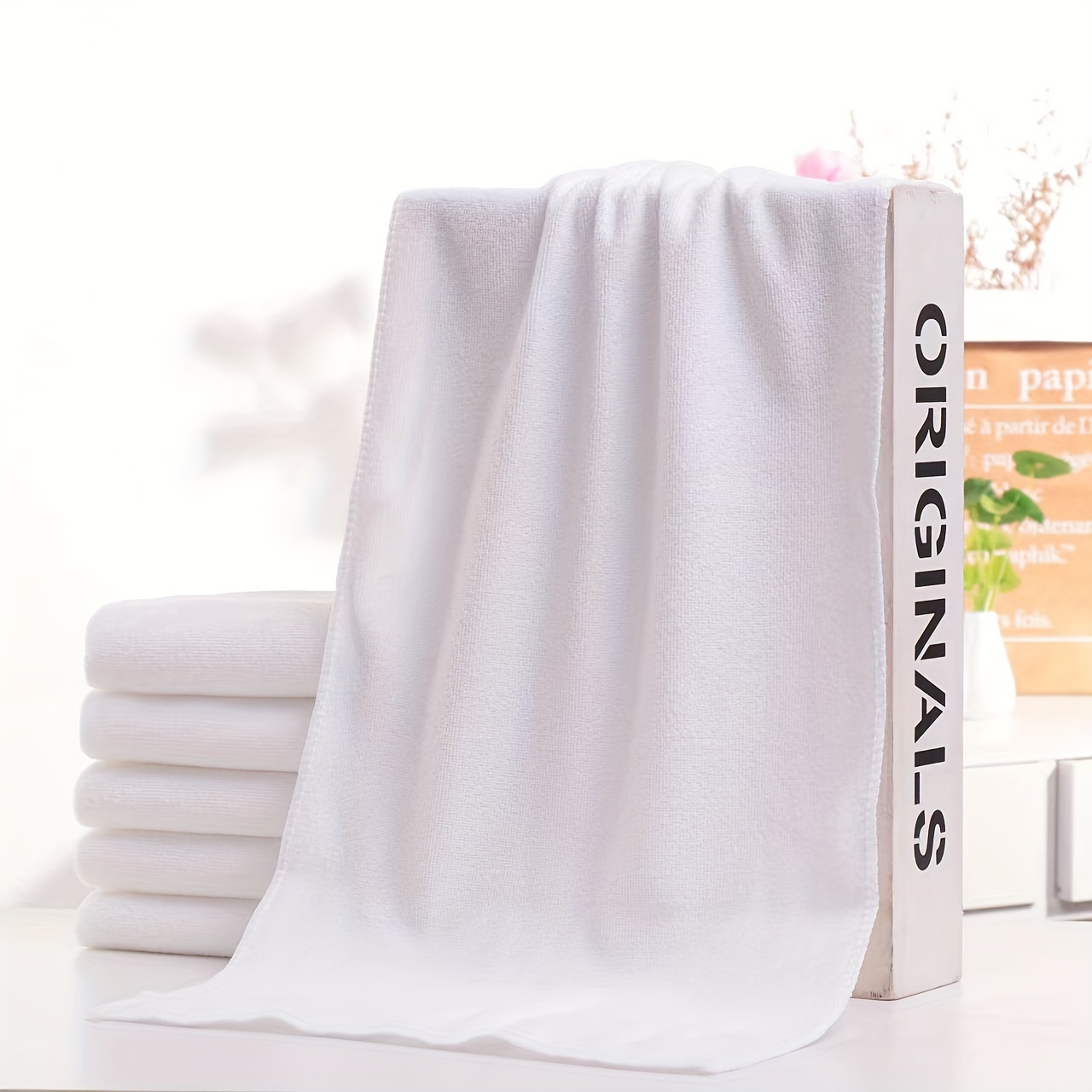 

5pcs Cotton Hand Towel, Super Soft & Absorbent Face Towel, Quick-drying White Bathing Towel, For Bathroom Kitchen, Ideal Bathroom Supplies