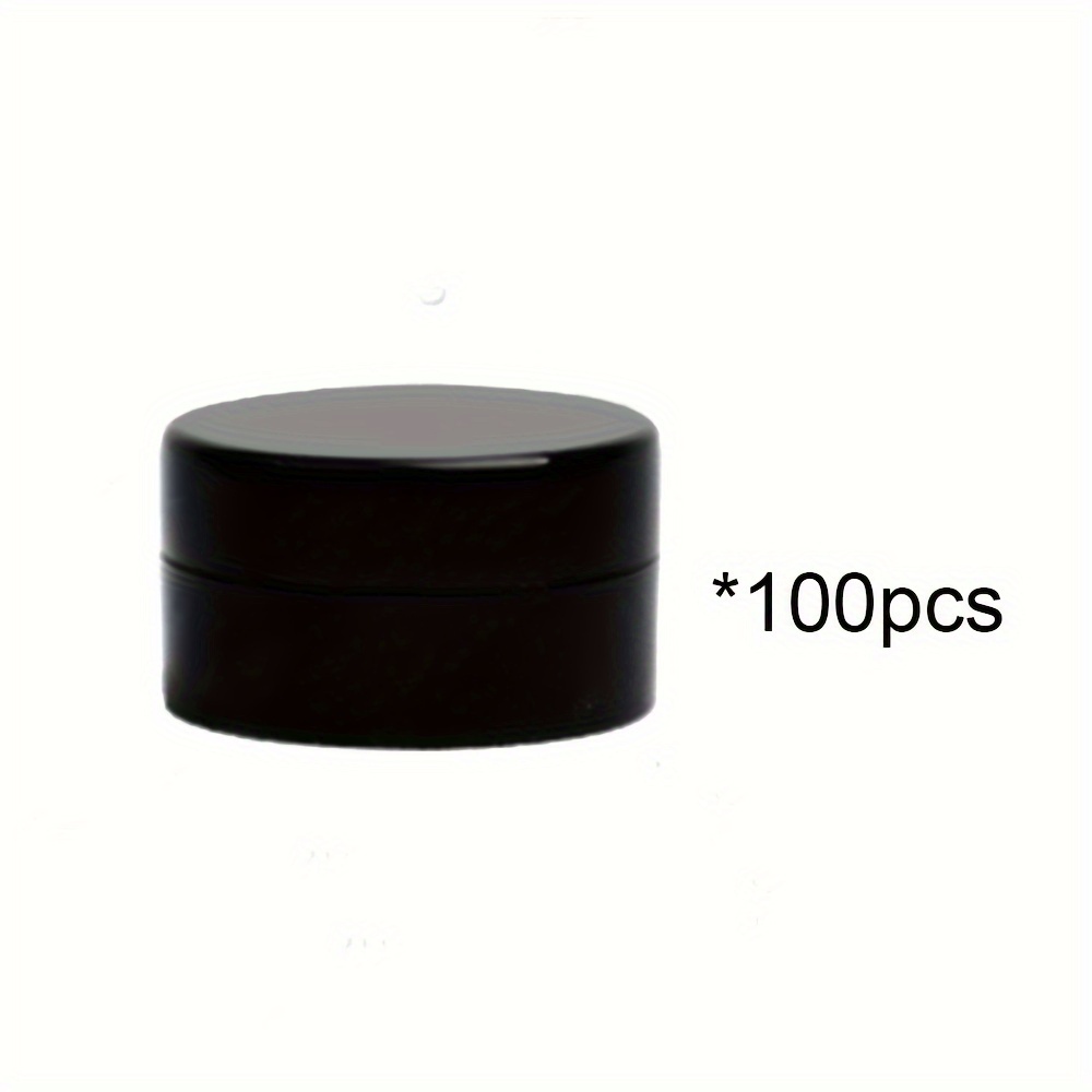 TEMU 100pcs 3g Sleek Black Mini Plastic Jars - Screw-on Lid, Fragrance-free, Face & Eye Creams, Travel-friendly Refillable Cosmetic Containers,
