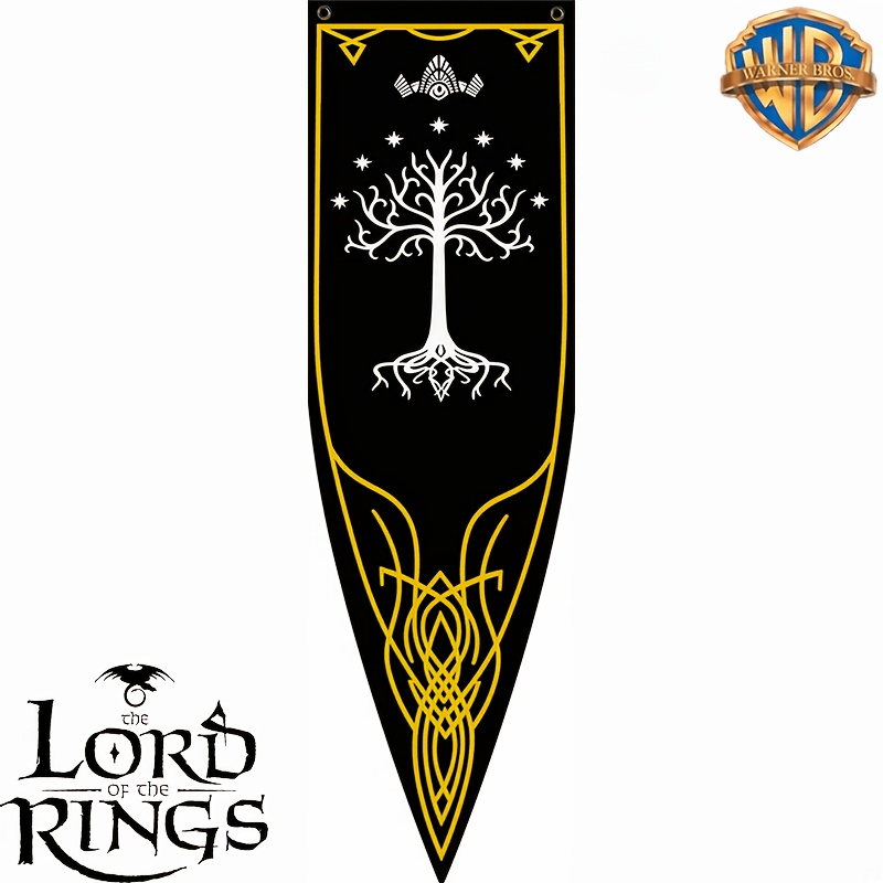 Wb Triangular Banner With Gondor White Tree, Rohan & Eye Of Sauron - Iconic Middle-earth Flags Suitable For Men's Cave Decor, Themed Parties, Gifts For Lotr Fans, Bars, Display