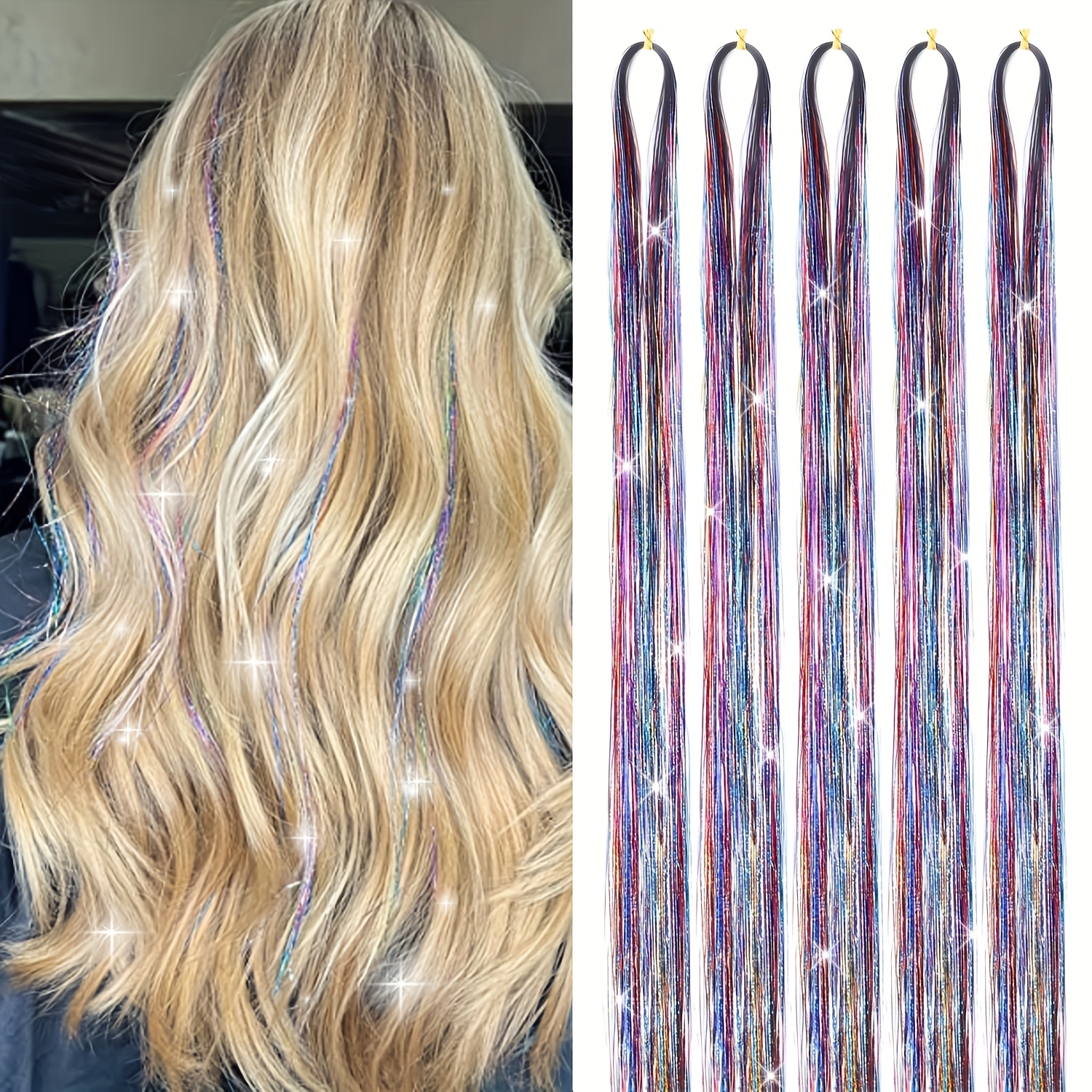 Haar-Glitzer-Set Mit 1000 Strängen – Funkelnde Tinsel Für Haarverlängerungen