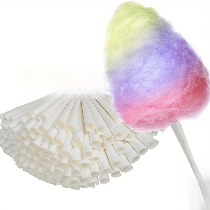 

50-piece White Cotton Candy Sticks - Food Grade Kraft Holders For Marshmallows & Treats, Perfect For Home Kitchen Use