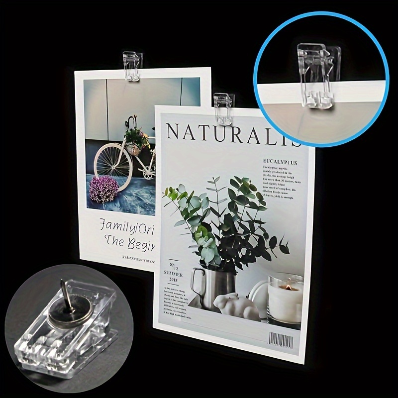20pcs Clear Acrylic Picture Clips - Sleek For Secure Soft Boards & Photo Walls, Ideal For Decor