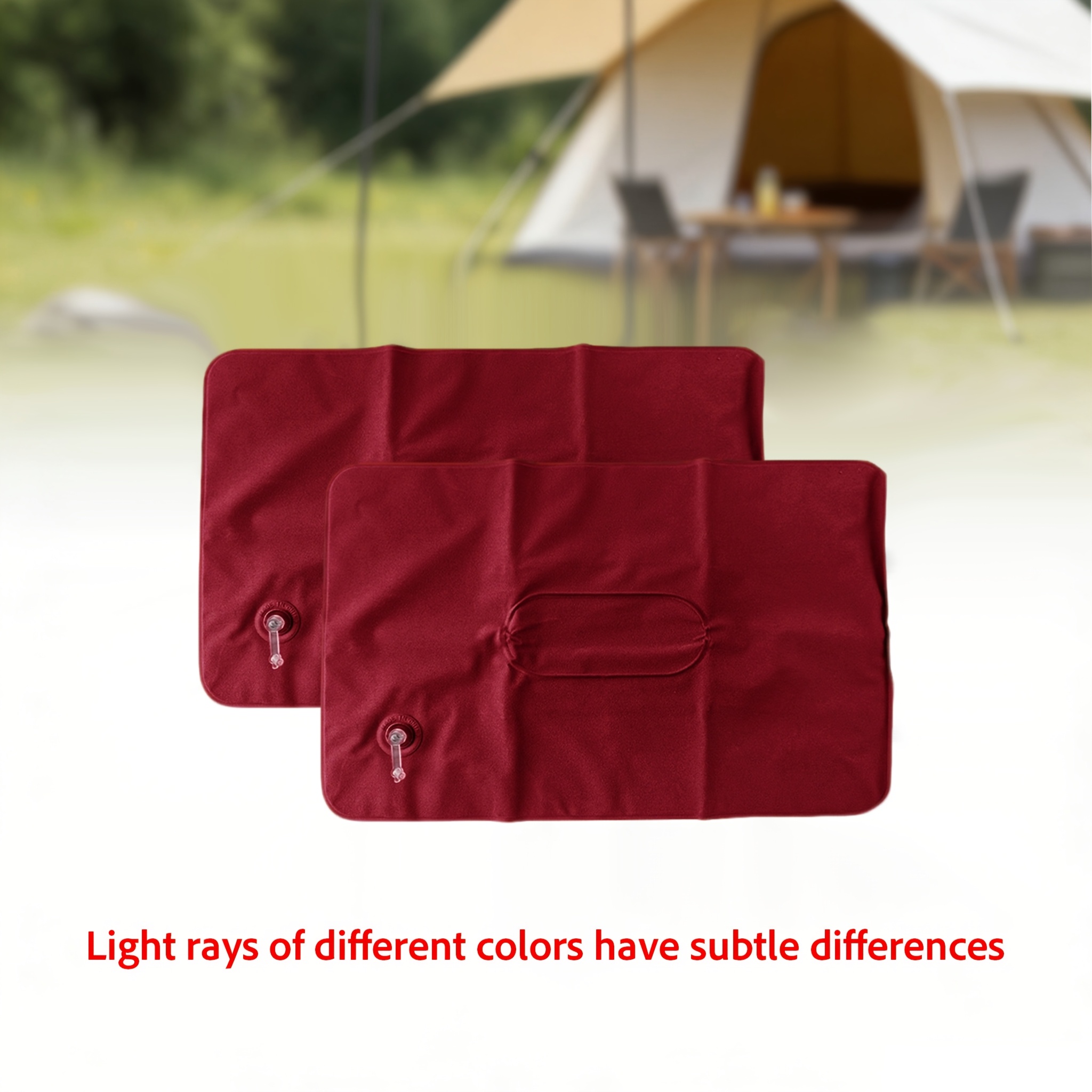 Image of Flocking Inflatable Travel Pillow, Compact Foldable Portable Support Pillow For Outdoor Camping Picnic Hiking Road Trip