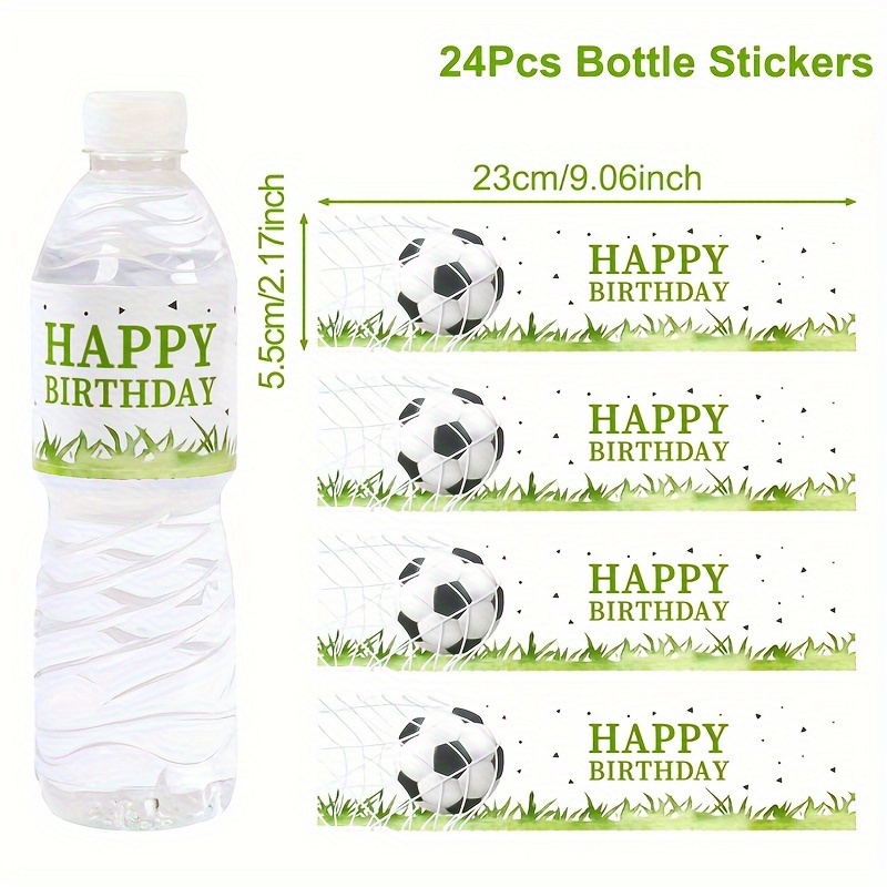Image of 24pcs, Football Theme Bottle Stickers, Water Bottle Packaging Stickers, Happy Birthday Party Decorations, Party Decor Bottle Stickers, Birthday Decor