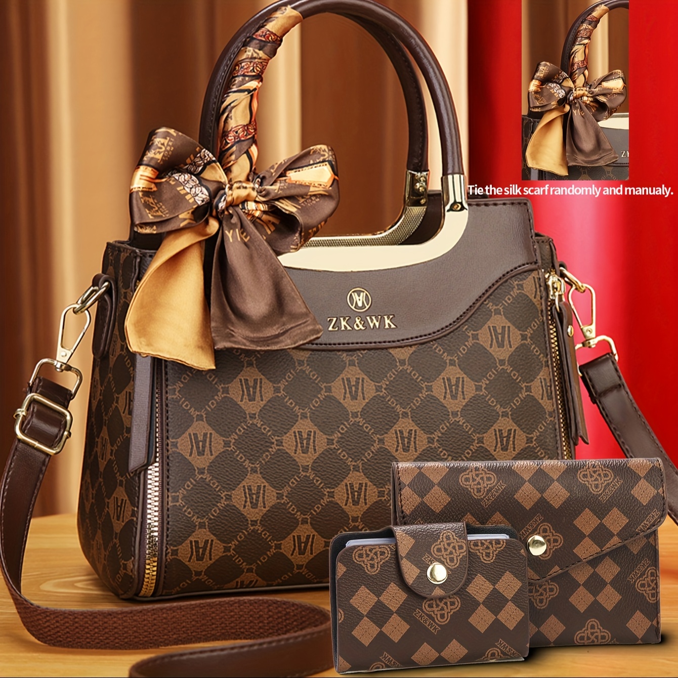 Three-Piece Women'S Suit Bag Personalized Print Handbag Trendy Old Flower Shoulder Bag Women'S Bag Messenger Bag