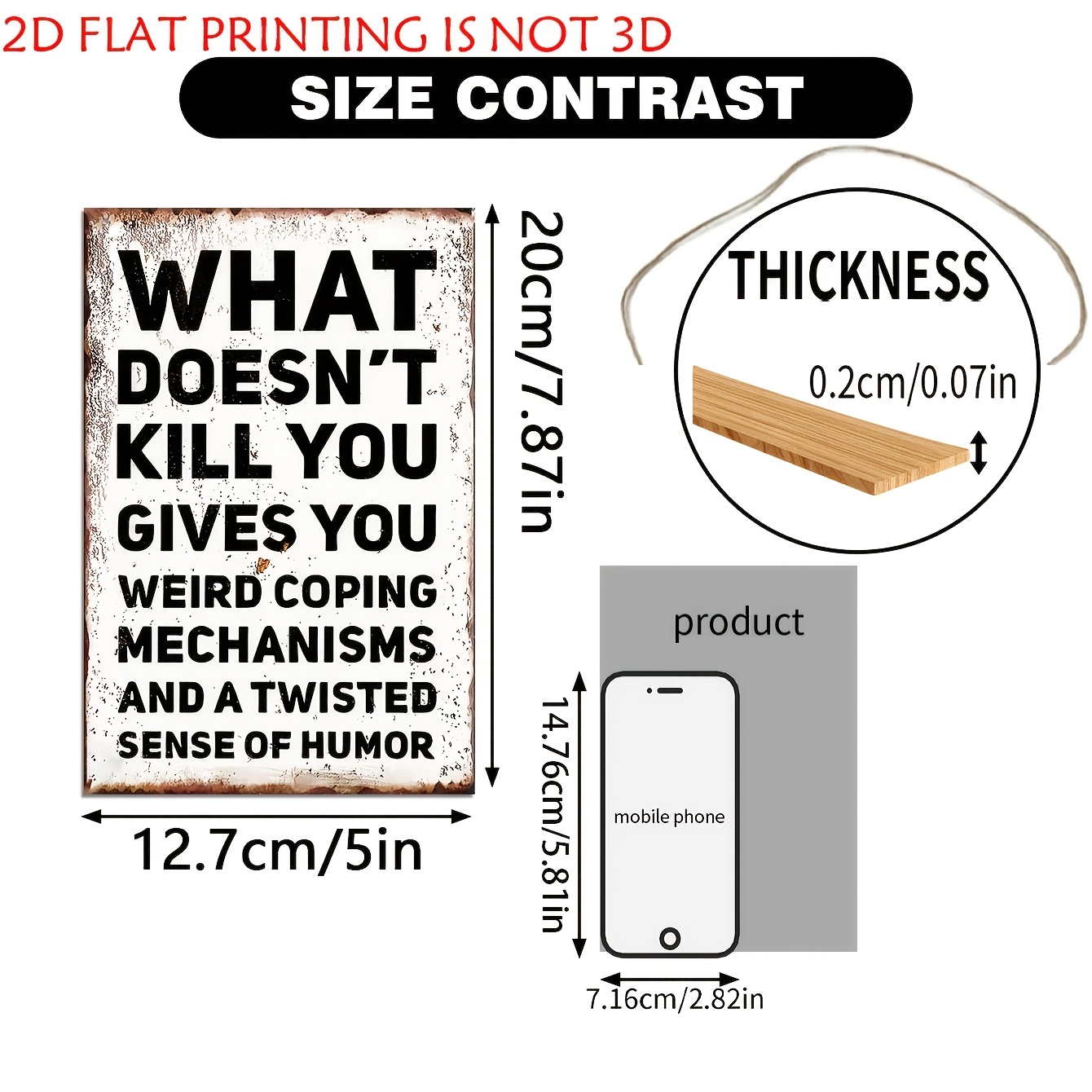 TEMU 2d Flat Wooden Decorative Plaque, 1pc Pack, Suitable For Home, Office, Bedroom Decor - Retro Twisted Humorous Wall Hanging, With "what You..."