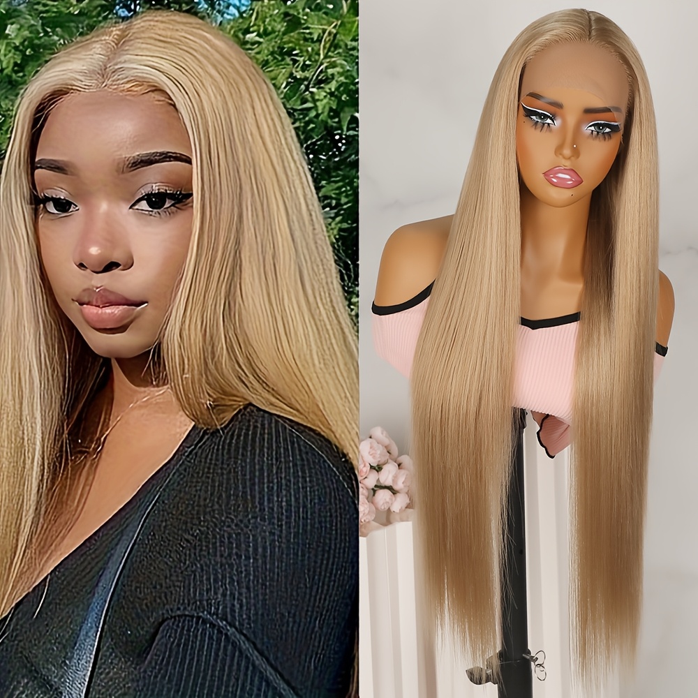 ash blonde lace front wig synthetic hair 32 - Temu display picture 3