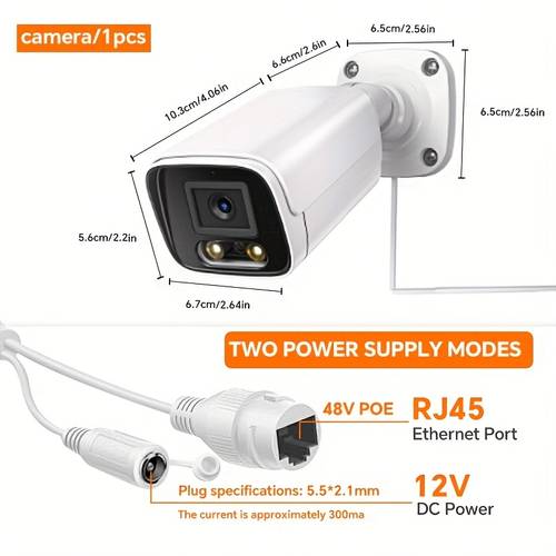 new outdoor poe ip security camera featuring 6mp 3k h 265 video compression human detection one way audio wide angle 2 8mm lens ai video monitoring rtsp and ethernet wired connection to nvr it has