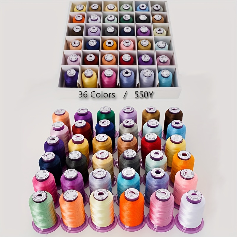 

36pcs/set 36 Colors Embroidery Machine Thread Kit 550y For Computerized Embroidery And Decorative Sewing Polyester Thread Compatible With & Robison-anton Colors - Color Card Contained In Box