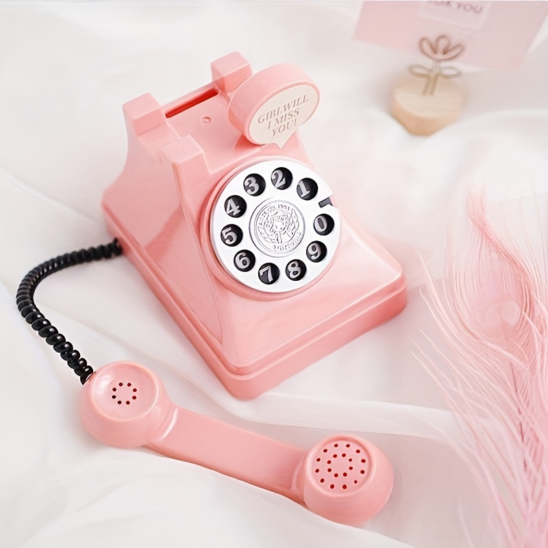 

Retro Telephone For Kids, Creative Vintage Phone Piggy Bank, Unique Savings Box, Photography Prop, Room Decoration, Gift For Boys And Girls, 6-8 Years Old - Plastic Construction