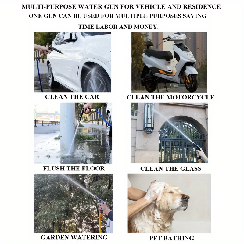 high pressure car wash hose set with telescopic spray gun durable abs resin no battery needed perfect for home garden cleaning details 7