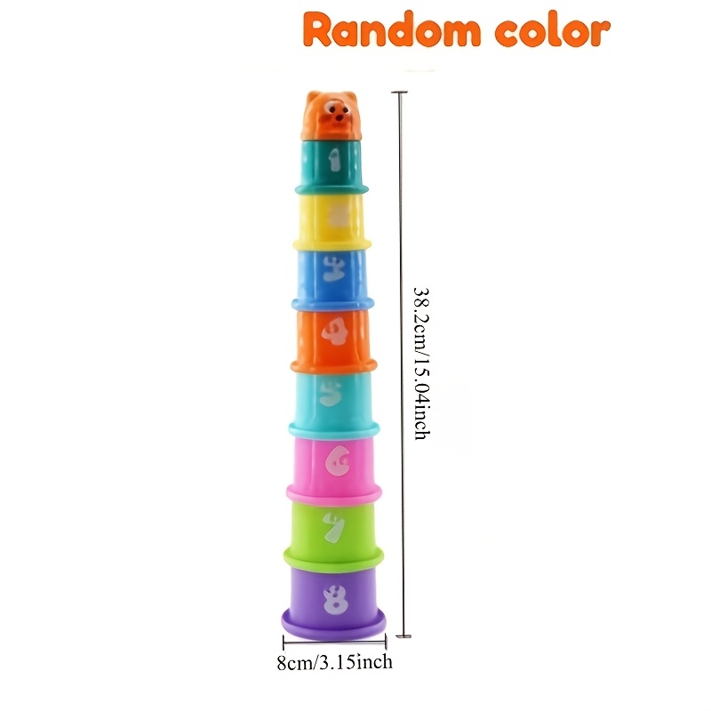 9pcs Rainbow Educational Stacking Cup Set, Random Colors