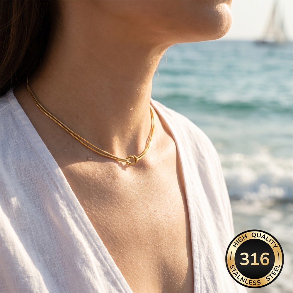 Women's Adjustable Stainless Steel 18K Plated Stackable Necklace