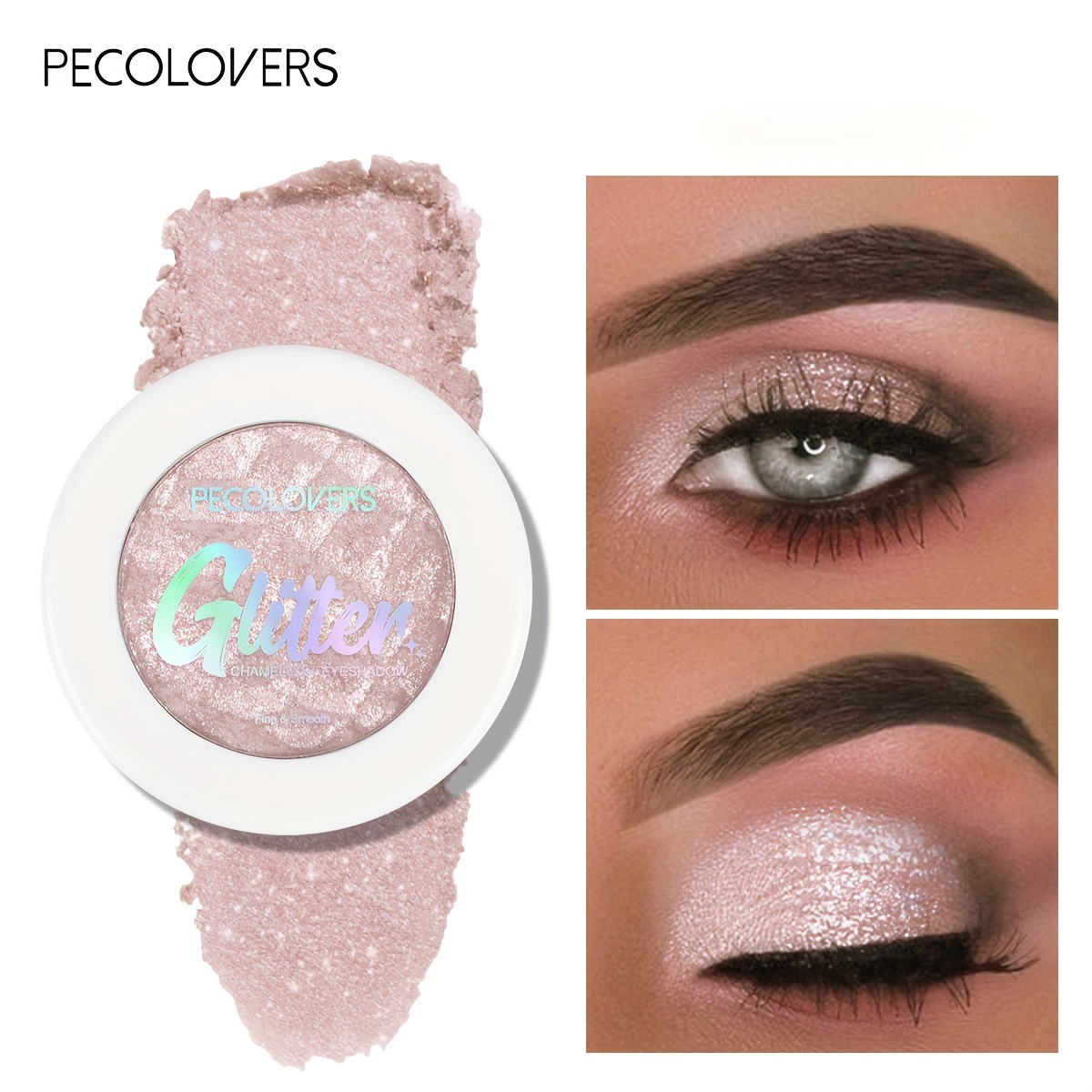 Image of Pecolovers Monochrome Galaxy Nude Eyeshadow Palette With Glitter & Highlights - Shimmering Suitable For , Creamy Mirror Powder For Looks, Nude, & Pigments