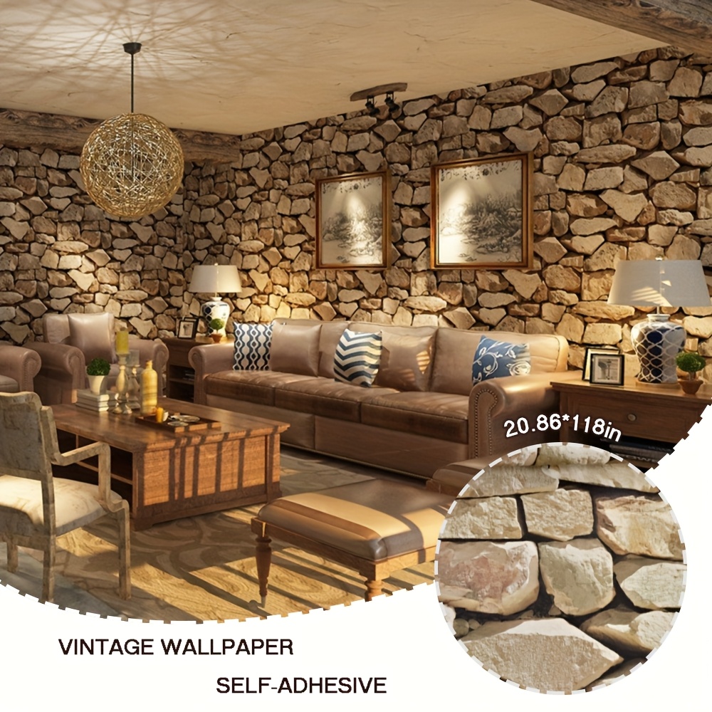 TEMU Brown Decorative Wallpaper Featuring A Design, Ideal For Enhancing The Walls Of Bathrooms, Bedrooms, Kitchens, And Coffee Shops