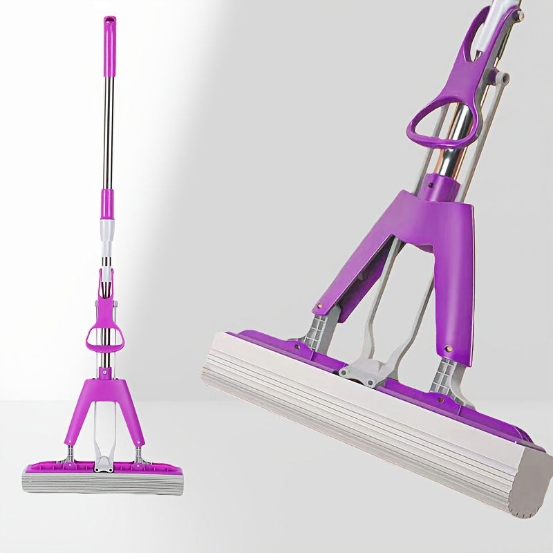 hand wash free household lazy mop telescopic length adjustment super absorbent for dry wet use foldable easy dehydration sponge mop durable easy to clean material bright colors suitable for   dormitories offices 1