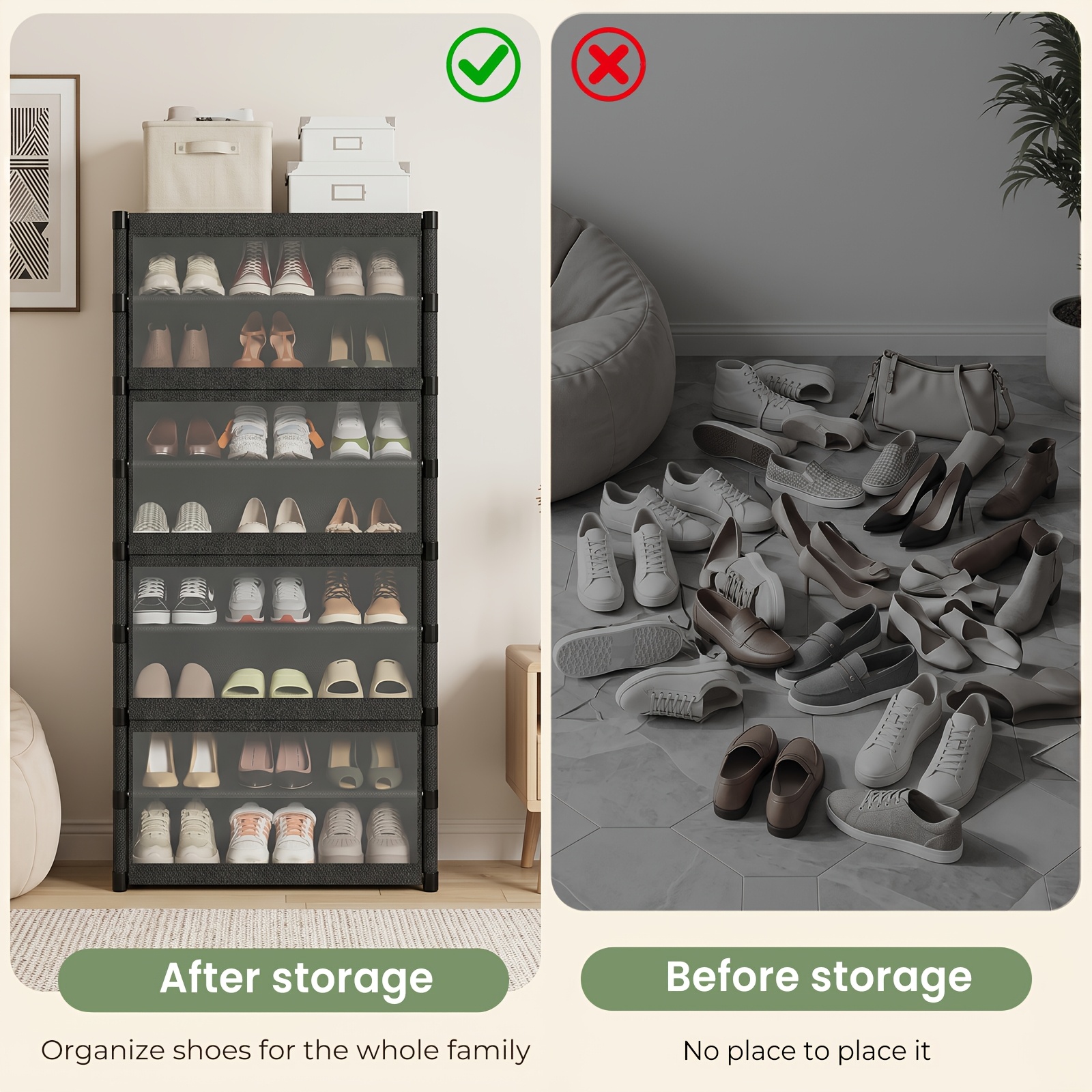 Tall Freestanding Shoe Cabinet with Flip Doors