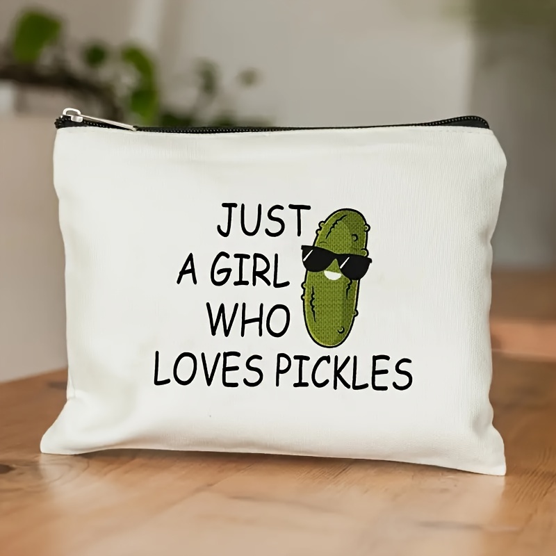 

1pc Who Pickles Pattern Makeup Bag, Cute Funny Pickles , Multi Functional Cosmetic Case, Lightweight Portable Toiletry Bag