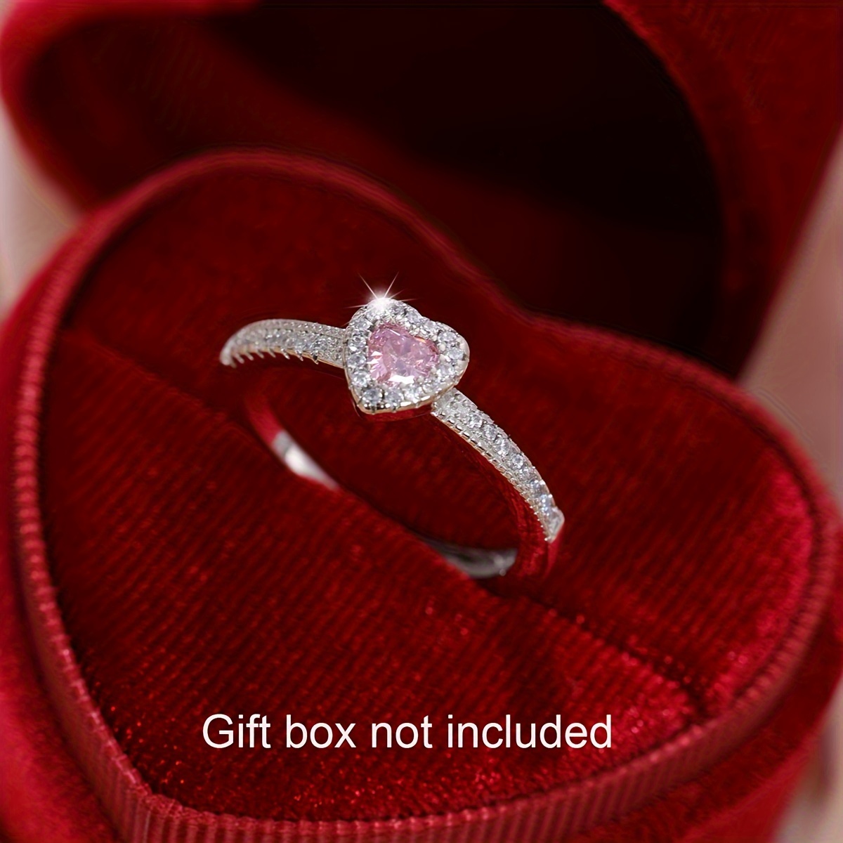 TEMU 1 Anillo de Zirconia Cúbica de Lujo con Forma de , Joyería para Mujer, Anillo de , Anillo de , Anillo de . Boda Sin de Regalo