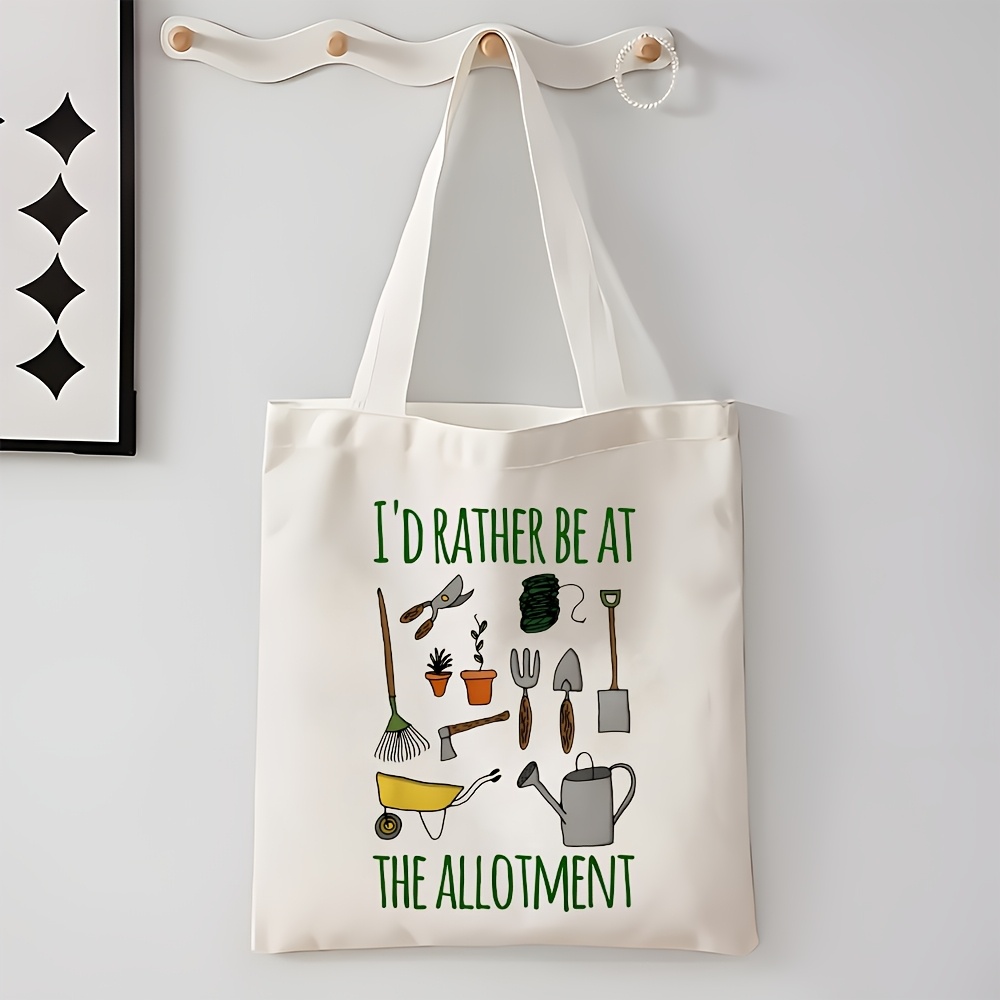 TEMU 1pc Suitable For Men' & Gardening Tote With Watercolor Garden Tools, Funny Quotes, Carryall For Daily Commute, , - For -terrain Use