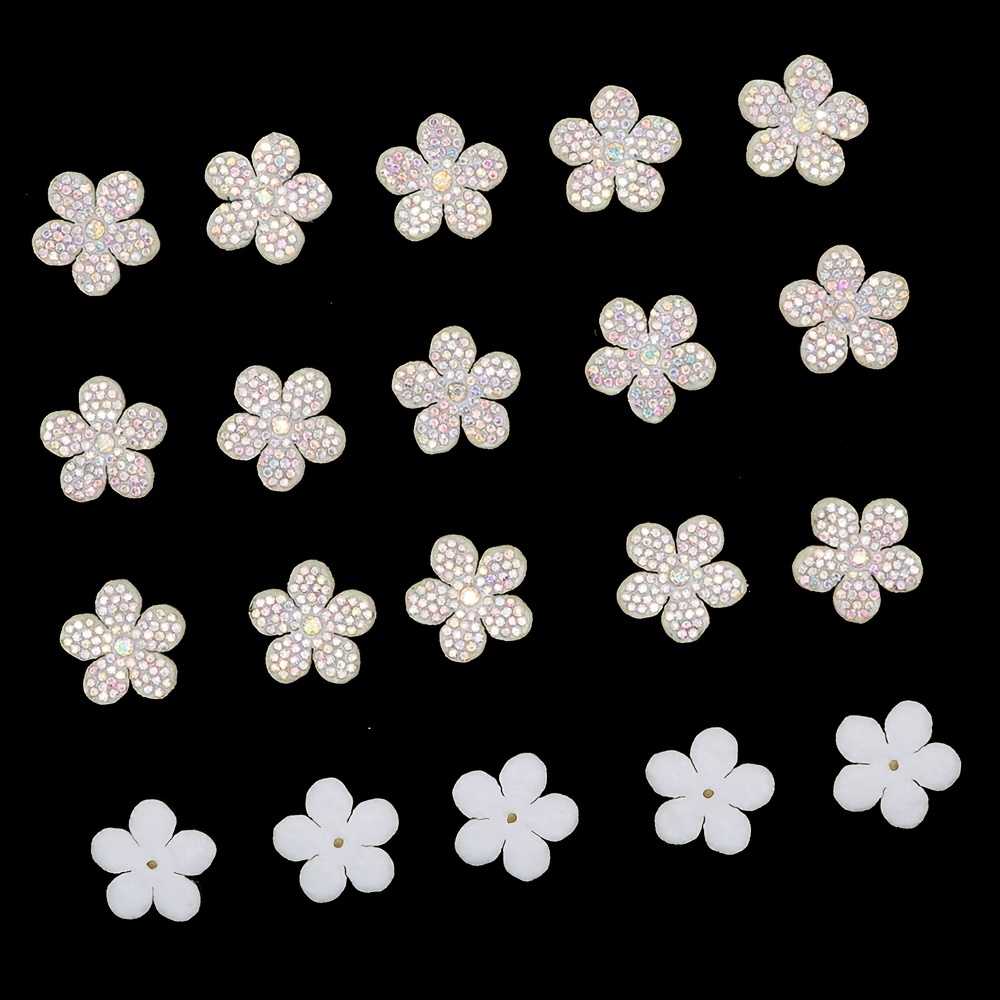 E-shop 20 Stück Strass Applikation Blumenflicken Geeignet für Hüte Kleidung Zusätze Handnähen