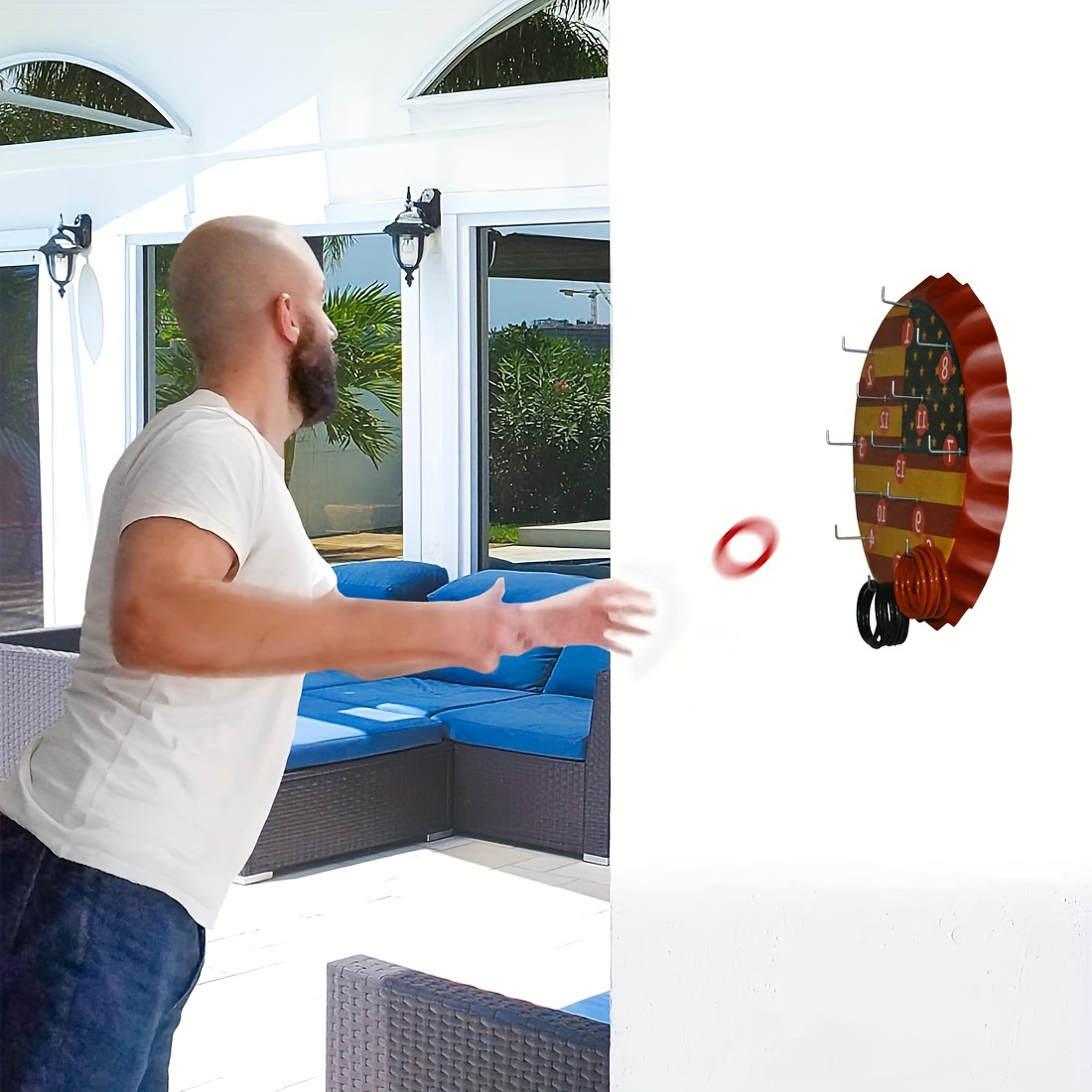 Ringer Darts Toss Game - Indoor Outdoor Hook Ring Toss Set, Hook Ring Toss Game - Yard Hooky Ring Tossing Games - Hookie Wall Game Indoor & Outdoor Family Fun - Home, Party, Office, Camping & Backyard Games.