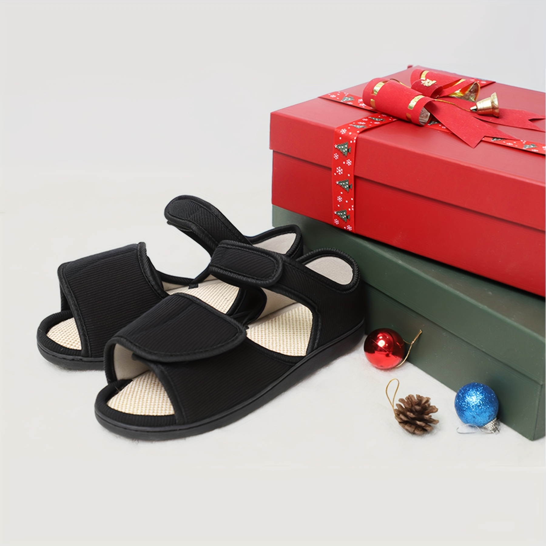 Image of Tiestra Men's Adjustable Slippers - Cozy -lined, Wide Fit For Diabetic & Edema Feet, Non-slip Sole, Perfect For Indoor/outdoor Use