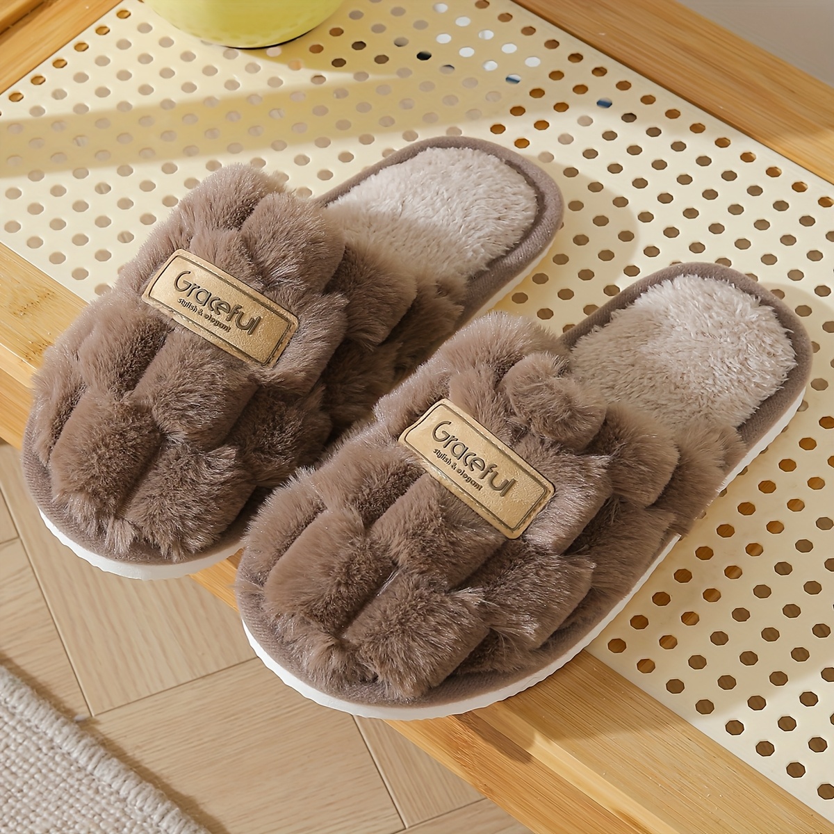 TEMU Women's Elegant Vertical Slip-on Slippers - Soft Fabric Upper & Eva Sole, , Shoes For Indoor/outdoor Use, Indoor Slippers, Minimalist Slipper
