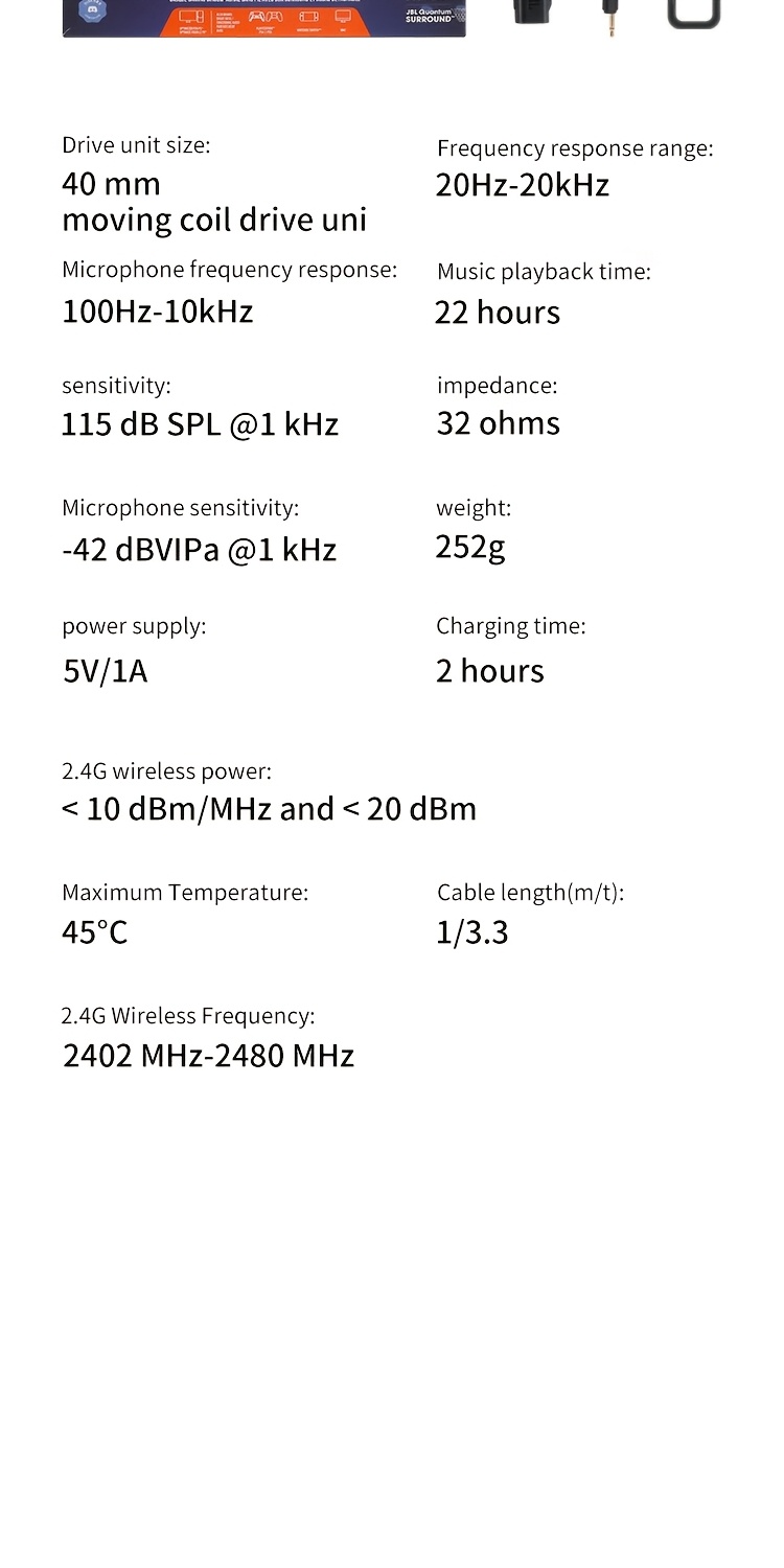 JBL QUANTUM350 Quantum Storm Wireless Gaming Headset, Esports Over-Ear Gaming Headphones, Lossless 2.4G Connection, Comfortable Ear Cushions, Detachable Microphone, Up to 22 Hours of Battery Life, Clear Conversation Microphone