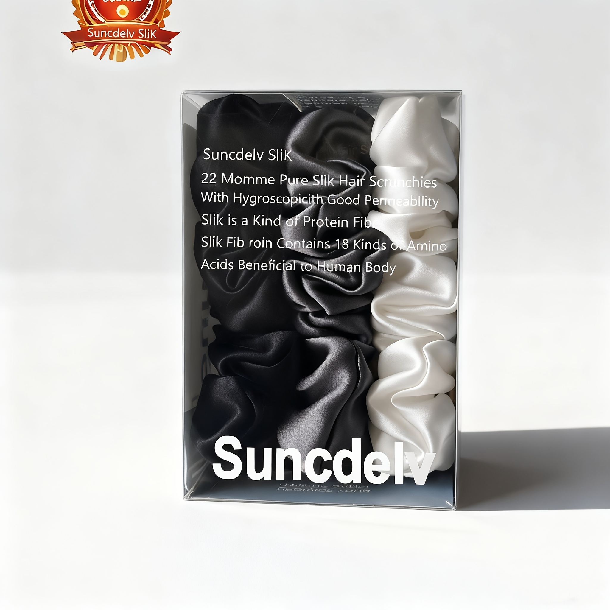 Image of Suncdelv Silk Silk Hair Scrunchies Set, Elegant Minimalist Style, 22 Momme Thickness, Solid Color Hair Ties, High-quality Hair Bands, Valentine's Day Gift