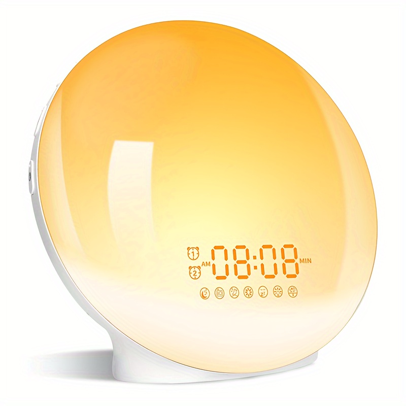 

Alarm Clock For Heavy Sleepers: Wake-up Light With Sunrise/sunset Simulation, Dual Alarms, Natural Sounds, Snooze Function, , Fm Radio, And 11-color Night Light For Bedroom - Ideal Gift