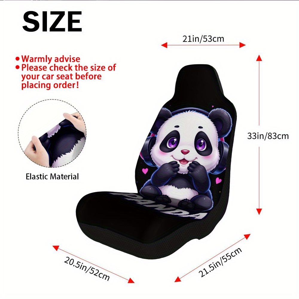 TEMU Set Of 2, Adorable Panda Headphones Car Seat Covers, Washable In Machine, Front Seat Covers Compatible With Most Cars, Perfect As A Gift For