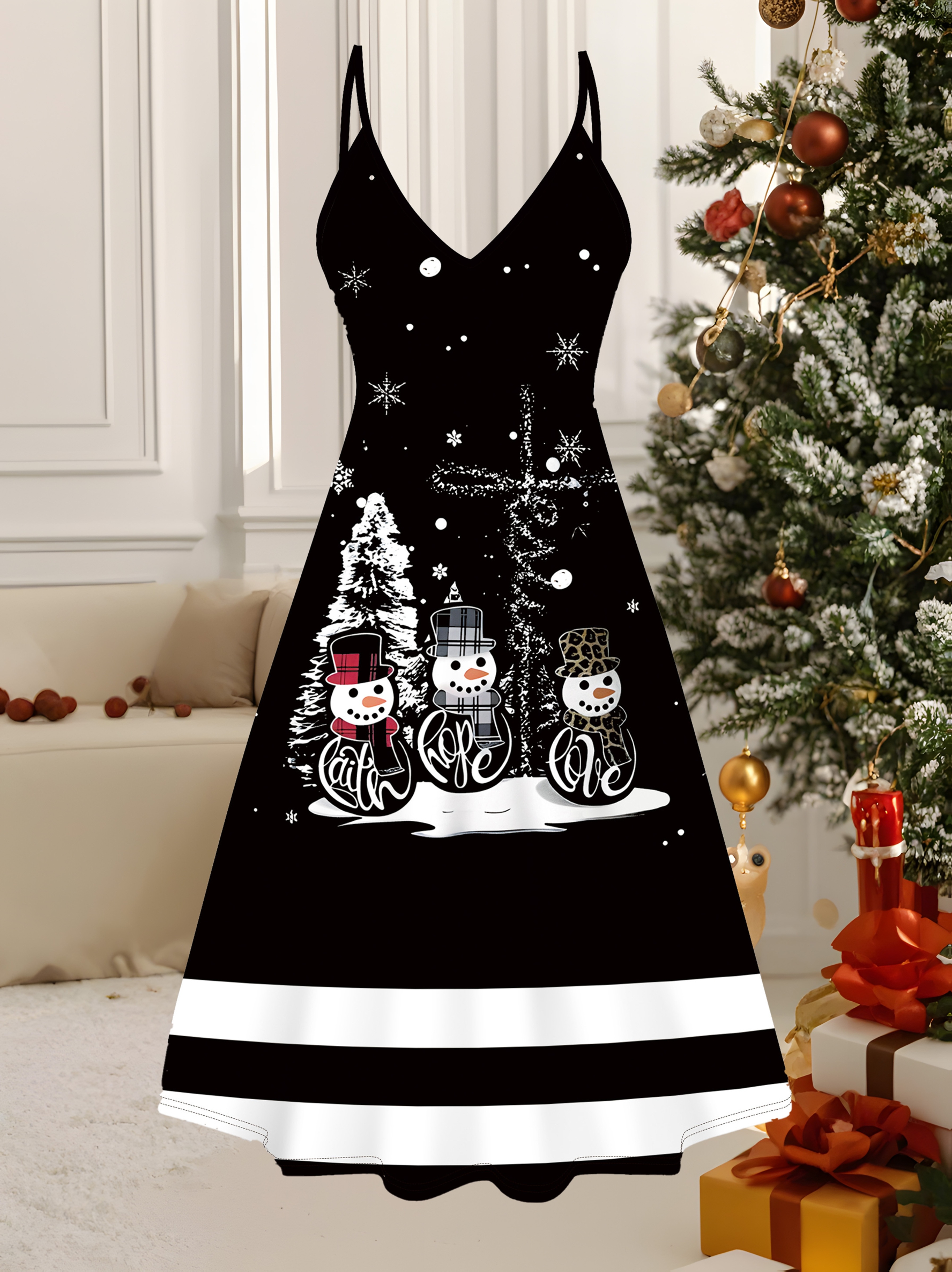 sachin and babi light blue dress christmas 3d printed christmas tree snowman flake pattern