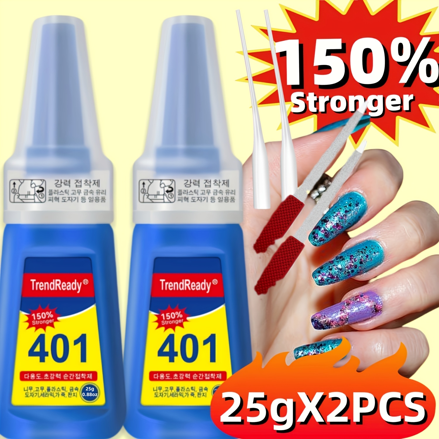 TEMU 25g Nail Glue - For Fake Nails & Tips, 30+ Days Wear, Smudge Proof, Kit