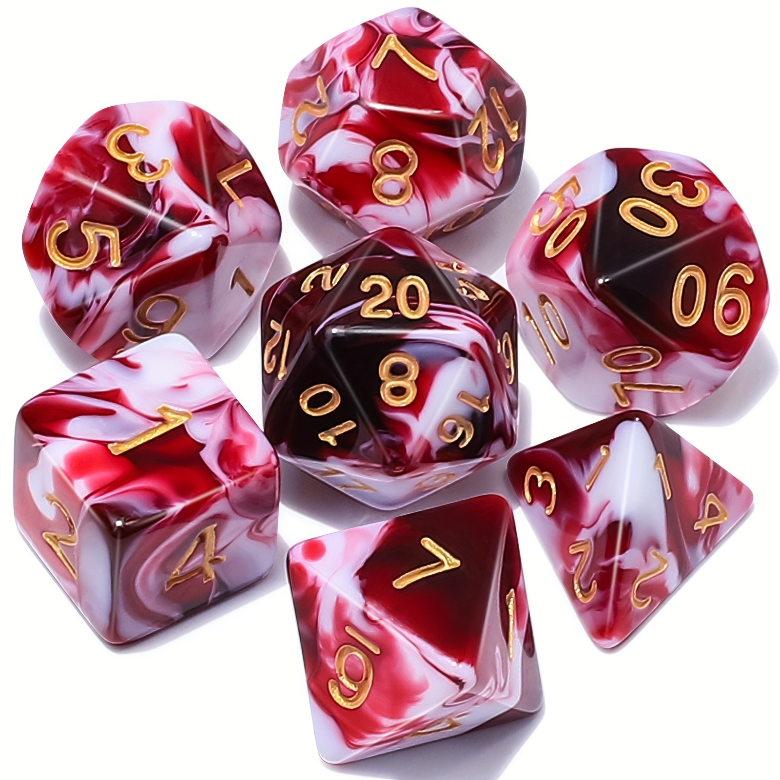 

Esanda 7pcs Polyhedral Dice Set, Acrylic Material, Enamel, Rpg Role-playing Dnd Dice, Ideal For Collectors And Gifts