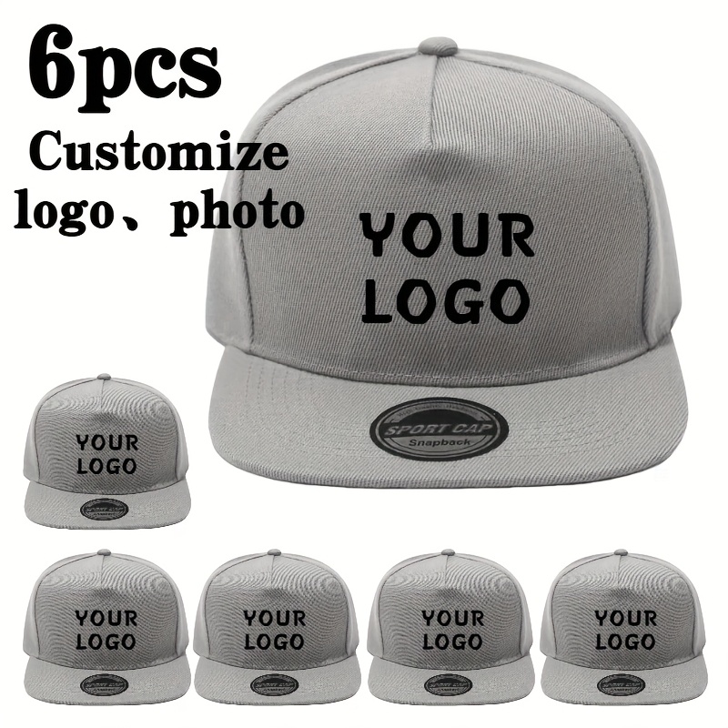 6pcs Customizable Hip-Hop Style Hats for Weddings & Vacations