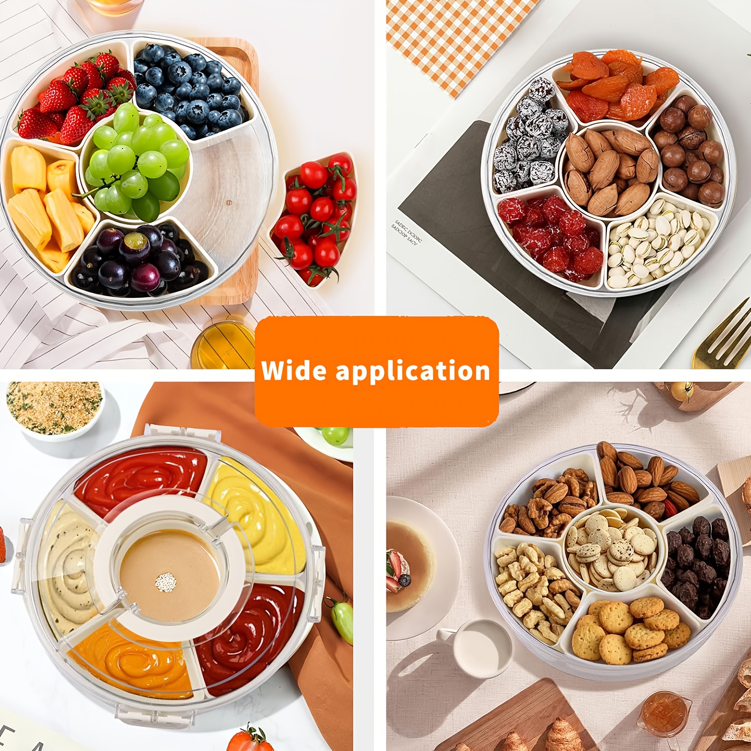 1pc HOOFUN Rotating Kitchen Storage Container with Lid - Durable Plastic, Reusable, Round Shape, Flip-Top Closure, Ideal for Fruits, Vegetables, and Snacks, Kitchen Organization | Modern Kitchenware | Durable Plastic Container, Kitchen Storage Containers