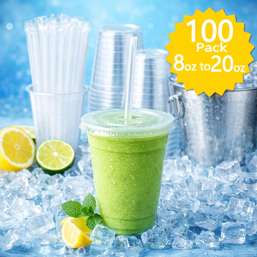 16 oz 20 oz 24 oz transparent plastic cups straw lids 50 - Temu