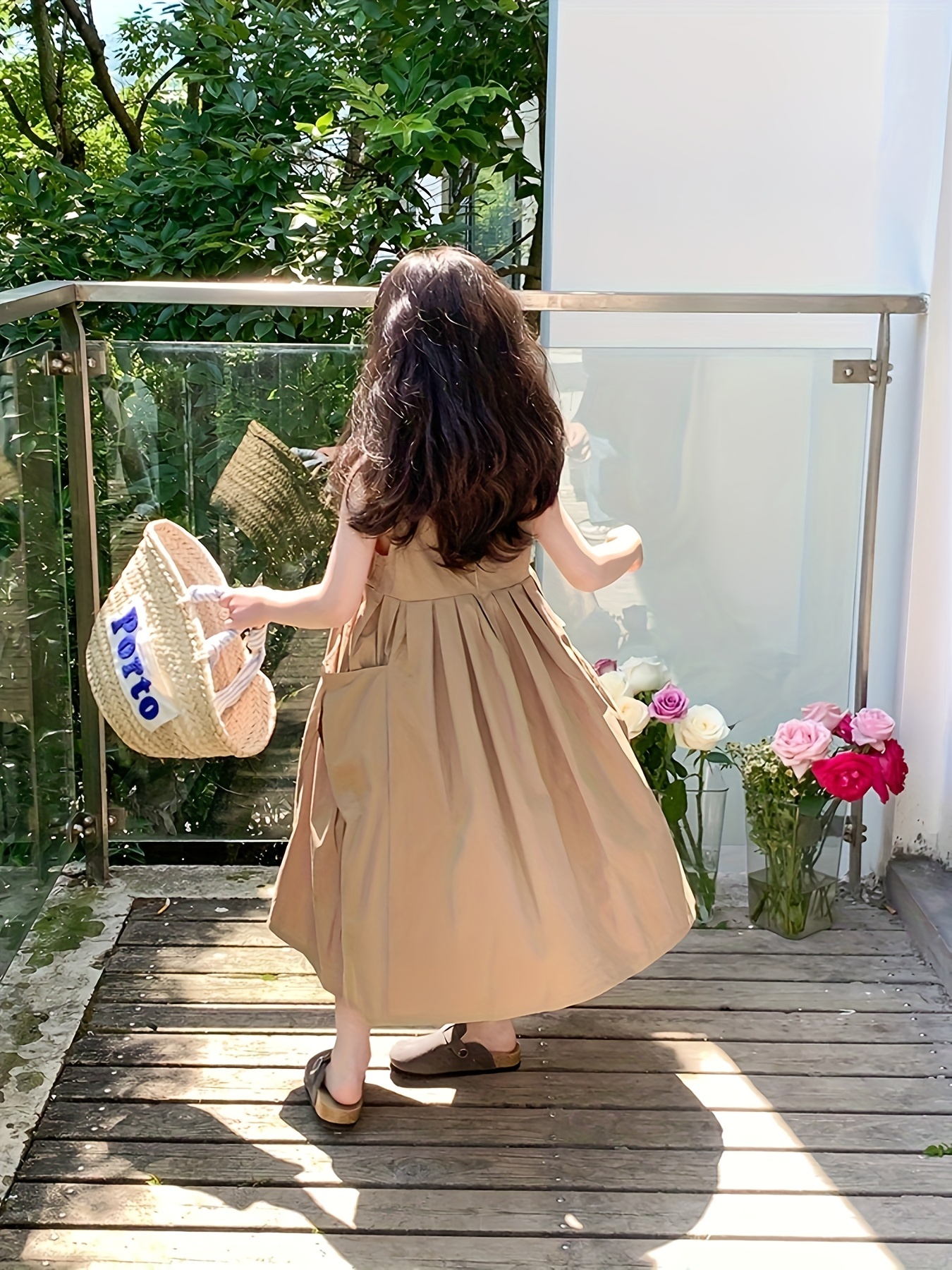 yellow girls' sleeveless cotton dress casual Temu