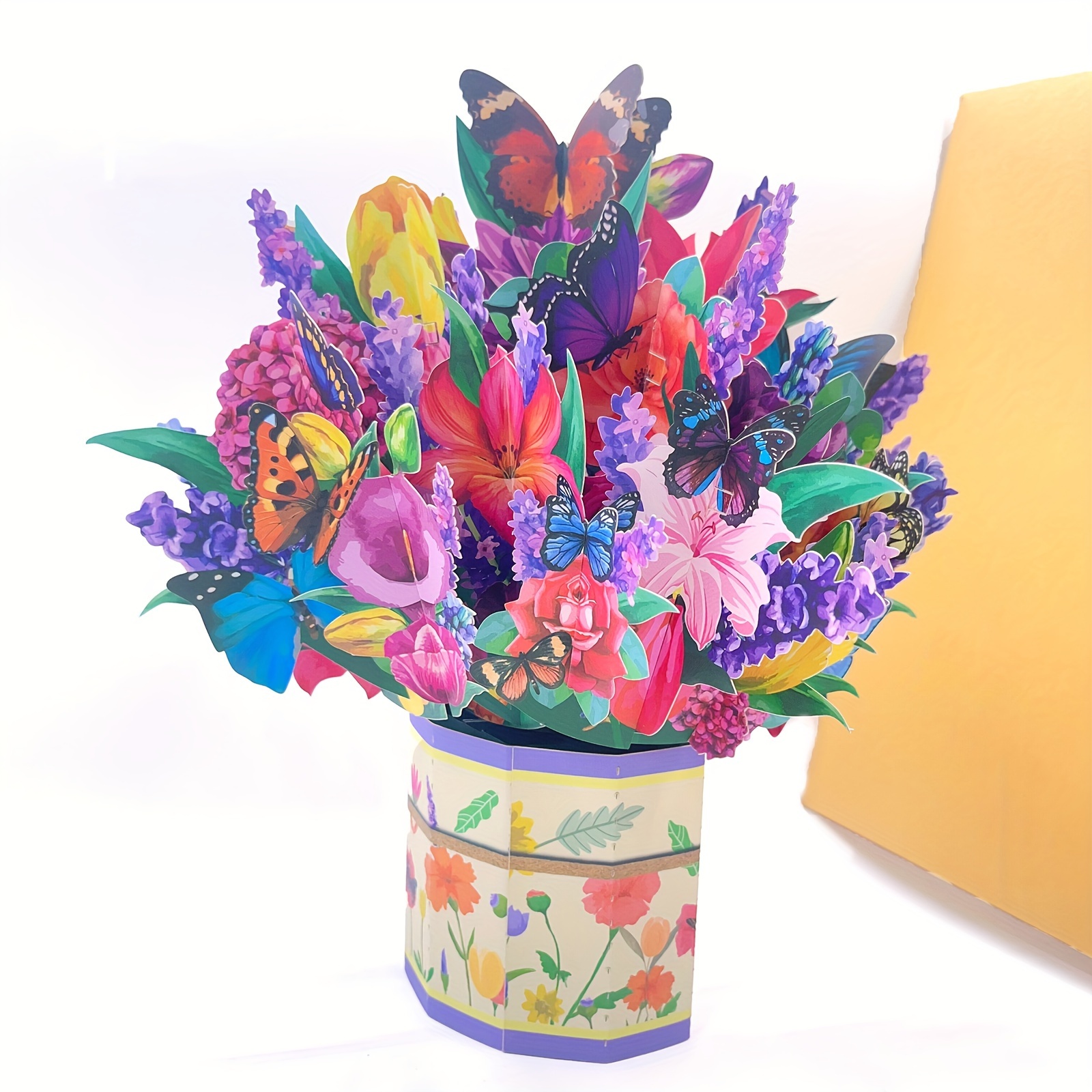 

1pc, Paper Flowers Bouquet Greeting Cards Get Well Soon Pop-up Cards 3d Popup Birthday Cards With Note Card And Envelope For Mother's Day Thinking Of You Thanksgiving Anniversary, Valentines Day Gift