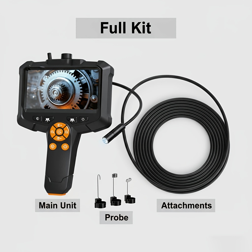 TEMU Borescope, 4.3" Endoscope Camera With Light, Ip67, 1080 Hd Inspection Camera, Borescope Camera With Light, Camera, 16.5ft Endoscope Camera,