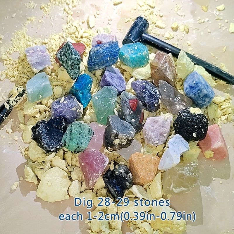 28 29種類の天然宝石を掘る 地質学宝石鉱石掘削ツールキット